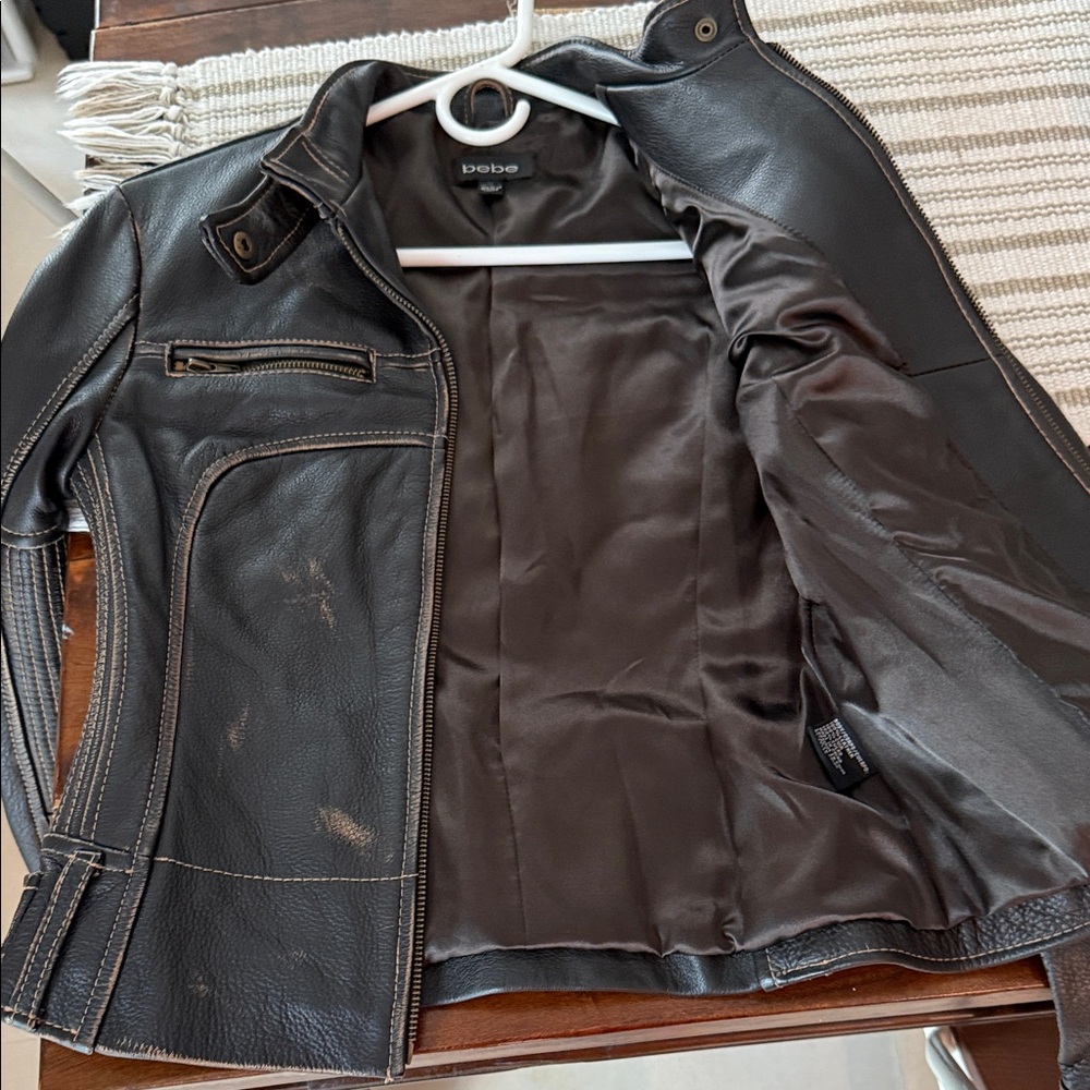 Bebe Dark Brown Leather Jacket for women